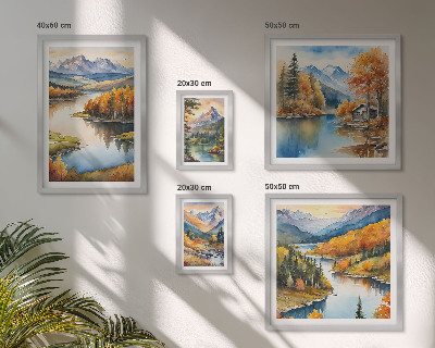 Modernes wandbilder-set Gebirgsflüsse, Herbstbäume
