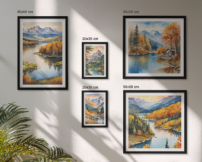 Modernes wandbilder-set Gebirgsflüsse, Herbstbäume
