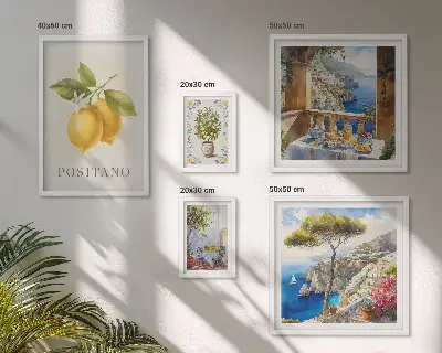 Modernes Wandbilder-Set mit mediterranen Zitrusakzenten