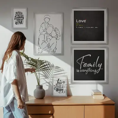 Wandbilder-Set mit dem Thema familiäre Werte wie Liebe und Nähe