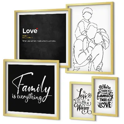 Wandbilder-Set mit dem Thema familiäre Werte wie Liebe und Nähe