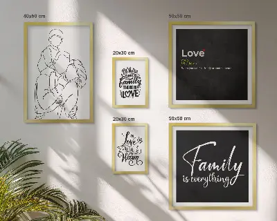 Wandbilder-Set mit dem Thema familiäre Werte wie Liebe und Nähe