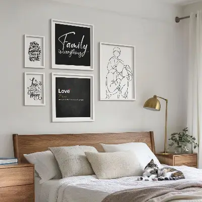 Wandbilder-Set mit dem Thema familiäre Werte wie Liebe und Nähe