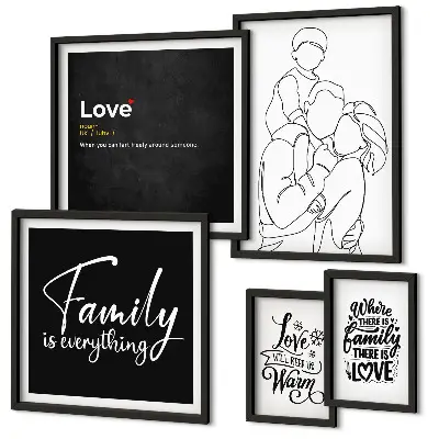 Wandbilder-Set mit dem Thema familiäre Werte wie Liebe und Nähe