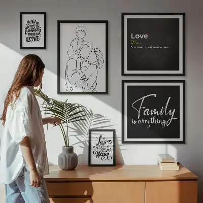 Wandbilder-Set mit dem Thema familiäre Werte wie Liebe und Nähe