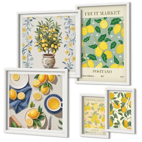 Bildergalerie-Set für die Wand mit Zitrusfruchtmuster