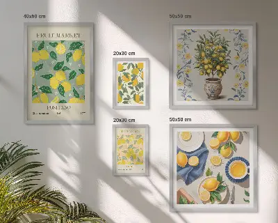 Bildergalerie-Set für die Wand mit Zitrusfruchtmuster