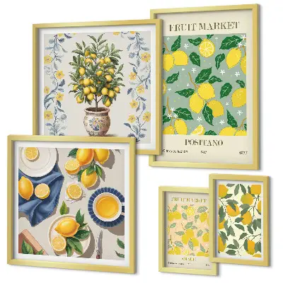 Bildergalerie-Set für die Wand mit Zitrusfruchtmuster