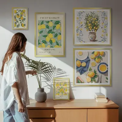 Bildergalerie-Set für die Wand mit Zitrusfruchtmuster