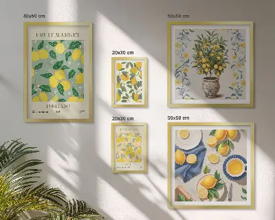 Bildergalerie-Set für die Wand mit Zitrusfruchtmuster