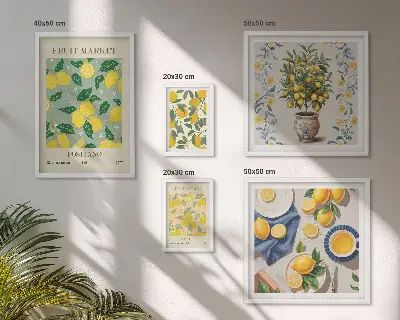 Bildergalerie-Set für die Wand mit Zitrusfruchtmuster