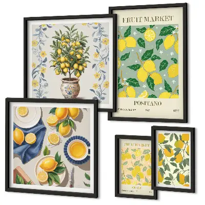 Bildergalerie-Set für die Wand mit Zitrusfruchtmuster