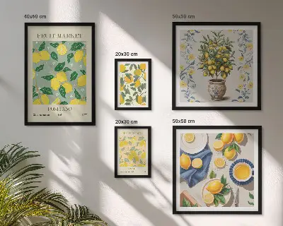 Bildergalerie-Set für die Wand mit Zitrusfruchtmuster