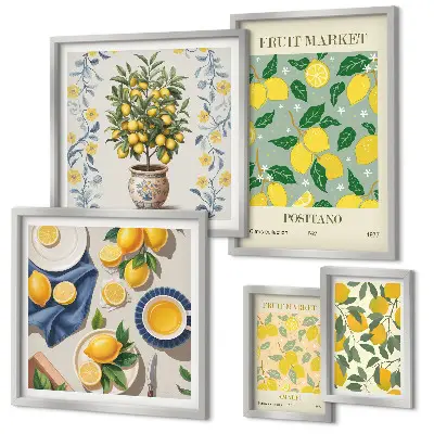 Bildergalerie-Set für die Wand mit Zitrusfruchtmuster