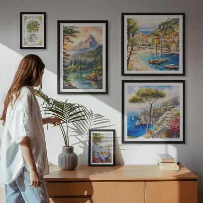 Modernes wandbilder-set Landschaften mit Berg- und Meerblick