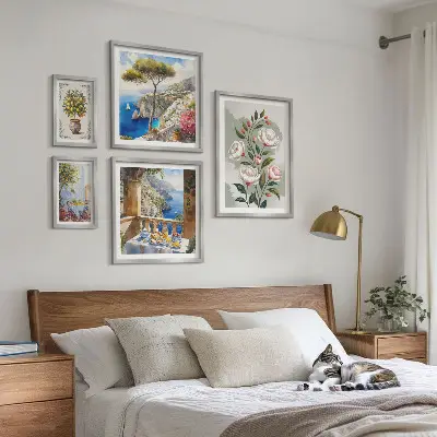 Bilderset fürs Sofa mit malerischen Blumenansichten