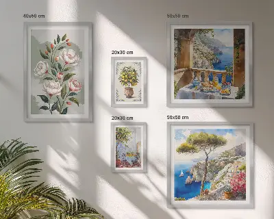 Bilderset fürs Sofa mit malerischen Blumenansichten