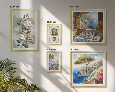 Bilderset fürs Sofa mit malerischen Blumenansichten