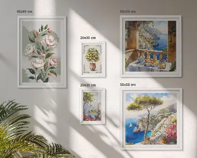 Bilderset fürs Sofa mit malerischen Blumenansichten