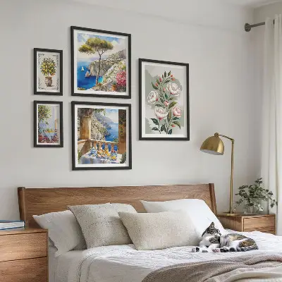 Bilderset fürs Sofa mit malerischen Blumenansichten