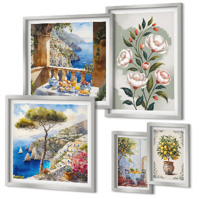 Bilderset fürs sofa Malerische Blumenansichten