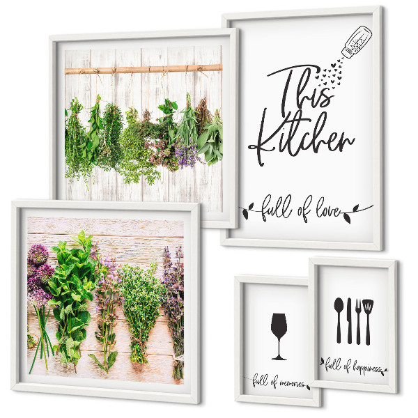 Bildergalerie-set für die wand Küchenliebe Kräuter Accessoires