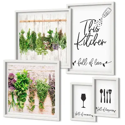 Küchenliebe Kräuter Bildergalerie-Set dekorative Wandgestaltung