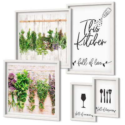 Bildergalerie-set für die wand Küchenliebe Kräuter Accessoires