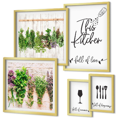 Bildergalerie-set für die wand Küchenliebe Kräuter Accessoires