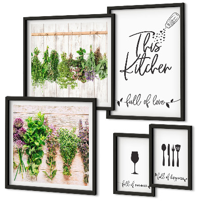 Bildergalerie-set für die wand Küchenliebe Kräuter Accessoires