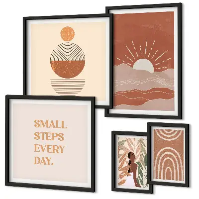 Modernes Wandbilder-Set mit naturfreundlichen Slogans im Boho-Stil