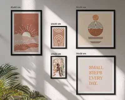 Modernes Wandbilder-Set mit naturfreundlichen Slogans im Boho-Stil