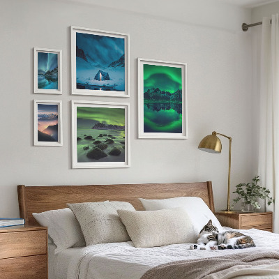 Bilderset fürs sofa Winterlandschaften der Aurora-Berge