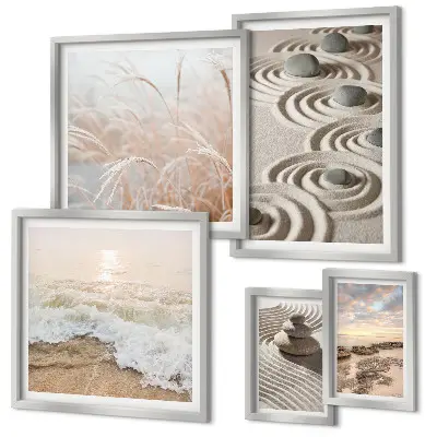 Modernes Wandbilder-Set mit entspannenden Naturlandschaften