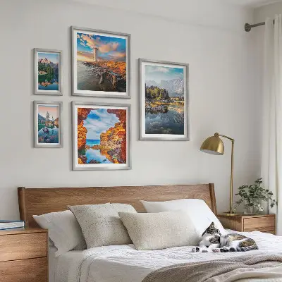Bilderset für das Sofa mit natürlichen Bergwasseransichten