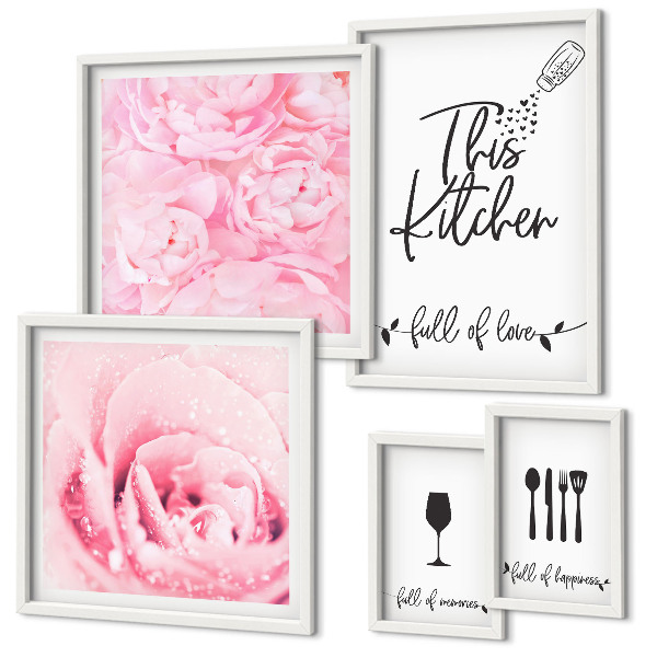 Modernes wandbilder-set Kücheninspirationen mit Rosen