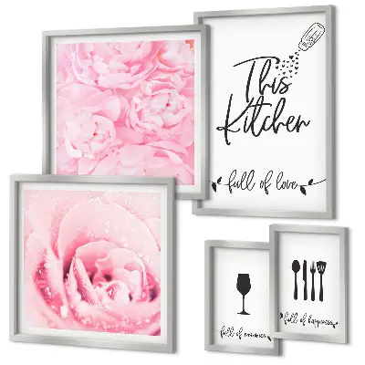 Modernes Wandbilder-Set Kücheninspiration mit Rosenmotiven