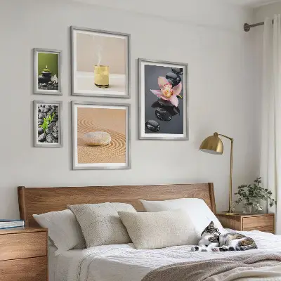 Bilderset fürs Sofa mit Entspannungssteinen und Orchideen