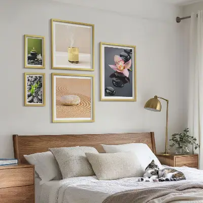 Bilderset fürs Sofa mit Entspannungssteinen und Orchideen
