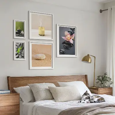 Bilderset fürs Sofa mit Entspannungssteinen und Orchideen