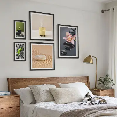 Bilderset fürs Sofa mit Entspannungssteinen und Orchideen