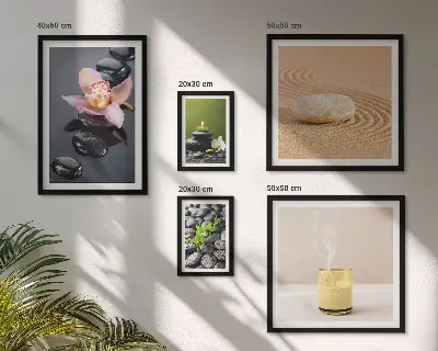 Bilderset fürs Sofa mit Entspannungssteinen und Orchideen