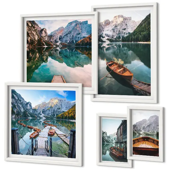 Bildergalerie-Set für die Wand Motiv Ruhige Seen und Holzboote
