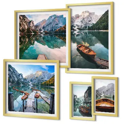 Bildergalerie-Set für die Wand Motiv Ruhige Seen und Holzboote