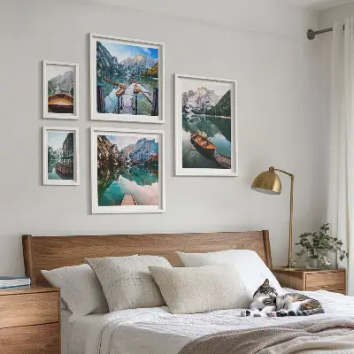 Bildergalerie-Set für die Wand Motiv Ruhige Seen und Holzboote
