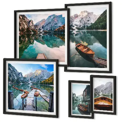 Bildergalerie-Set für die Wand Motiv Ruhige Seen und Holzboote
