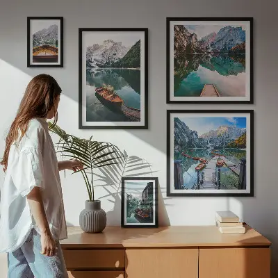 Bildergalerie-Set für die Wand Motiv Ruhige Seen und Holzboote
