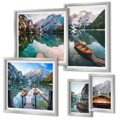 Bildergalerie-Set für die Wand Motiv Ruhige Seen und Holzboote