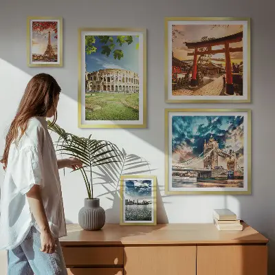 Moderne Wandbilder Set mit Ikonen der Weltarchitektur