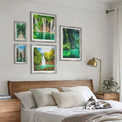 Bilderset für das Sofa mit Motiven von Tropen, Wasserfällen und grüner Natur